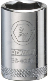 DeWALT DWMT86029OSP Hand Socket, 7/16 in Socket, 1/4 in Drive, 6-Point, Vanadium Steel, Polished Chrome